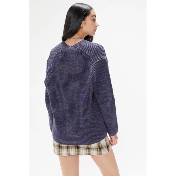 Urban Outfitters Victoria Blue Green Oversized V Neck Chunky Knit Sweater XS - Picture 3 of 11